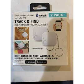 itek by Soundlogic Track and Find Bluetooth Devices to Find Your Valuables 2-Pack Sealed Box - New!