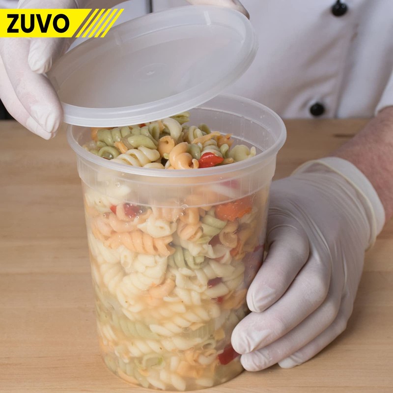 Zuvo Plastic Soup Containers with Lids - 32 OZ (24