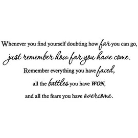 48"x21" Whenever You Find Yourself Doubting How Far You Can Go Just Remember How Far You Have Come Everything You Faced All Battles You Won Fears You Have Overcome Wall Decal Sticker Color Choices
