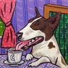 Bull Terrier at the Cafe Coffee shop dog art tile