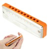 Blues Harmonica 10‑Hole Mouthorgan E Key Wind Instrument Waterproof Corrosion‑Resistant(Orange