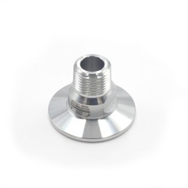 HFS(R) 1.5" Tri Clamp to 1/2" NPT Male MNPT Thread Sanitary Pipe Fitting Stainless Steel 304 (1.5"TC-1/2"MNPT)