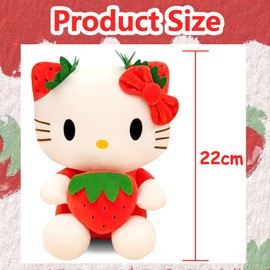 LGQHCE Hellokiitty Plush Doll, Hellokiitty Plush Toy Figure Soft Stuffed Animal Doll Plushies Animal Plush Doll Cartoon Cuddly Doll Figurine Plush Birthday Gift for Boys and Girls (22cm)