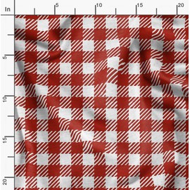 Soimoi Red Cotton Voile Fabric Gingham Check Print Fabric by The Yard 56 Inch Wide