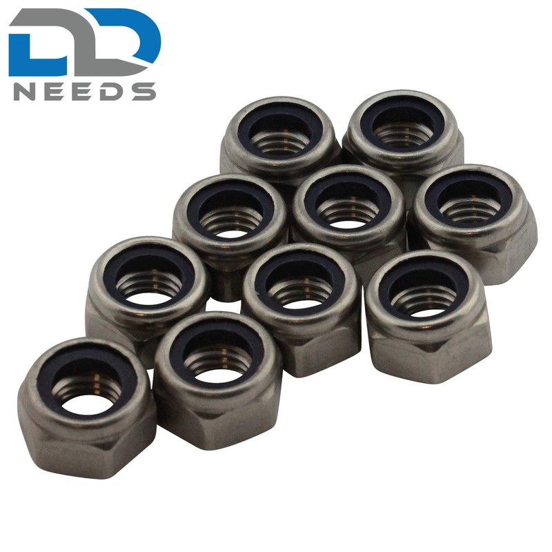 D2D Pack of 10 Self-Locking Nuts Low Form Size: M6