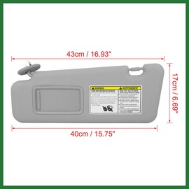 Motoforti Car Sun Visor with Mirror Left Driver Side Fit for Toyota Highlander 2008 2009 2010 2011 2012 2013 with Vanity Light 74320-48500-B0 Gray Long-Lasting