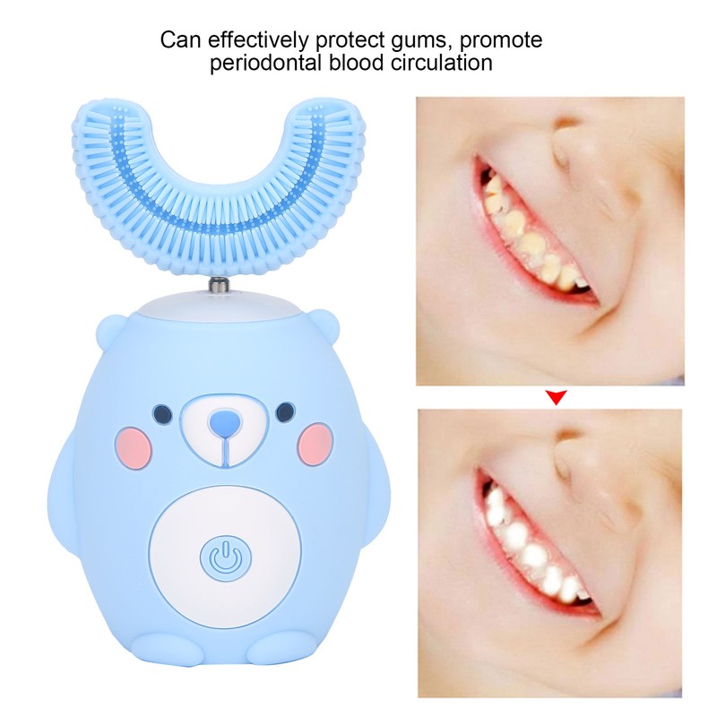 Cute Cartoon Bear Pattern U Shaped Automatic Toothbrush Electric Children
