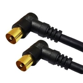 electrosmart 0.5 Meter Black Male Coax Plug to Male Coax Plug TV Aerial Cable with 90 Degree Right Angled Gold Plated Connectors â Short neat cable - Length: 50cm