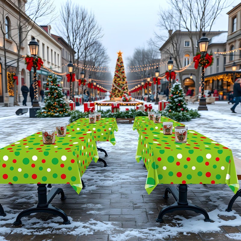 party greeting Christmas Tablecloth Roll 51inch x 100ft Christmas Polka