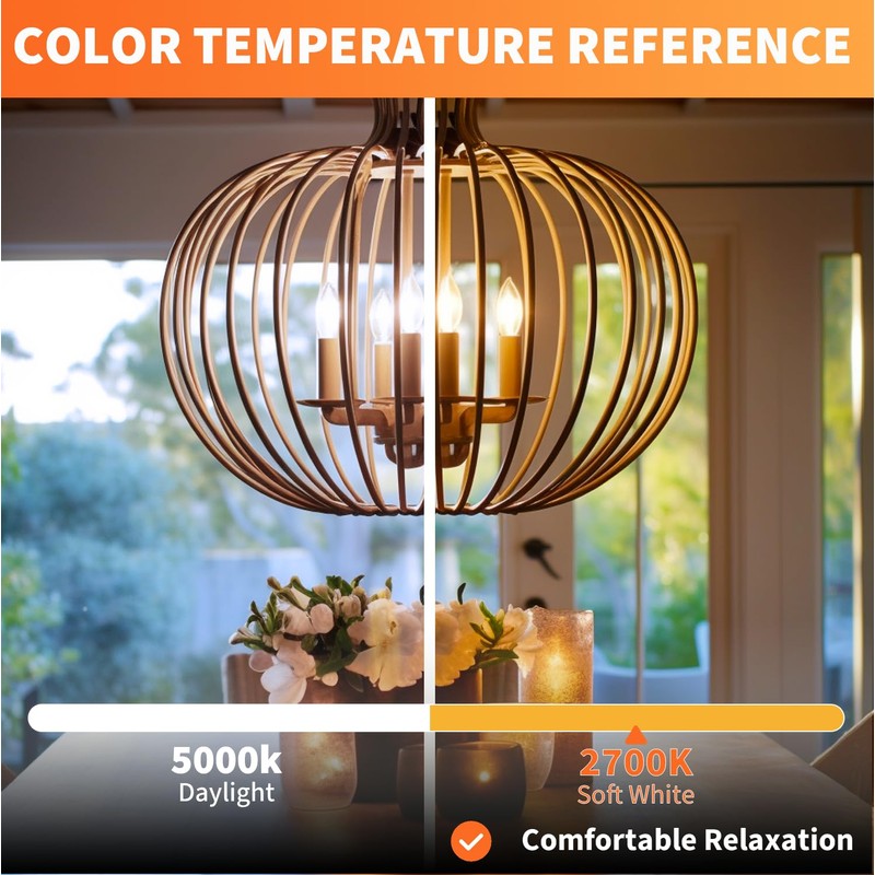 ALAMPEVER Chandelier Light Bulbs,E12 Candelabra Bulb 60 Watt,E12 LED Bulb