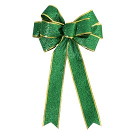 WRBAJIS St Patricks Day Bow for Wreath Decorations Green St Patricks Day Tree Topper Bows 13’’x9’’ Large Bowknot Glitter Ribbon Bow for Irish Parade Party Front Door Outdoor Decoration Supplies