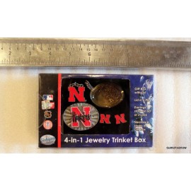 Rico New Gift Trinket Box w/ Necklace and Earrings Nebraska Huskers College Football