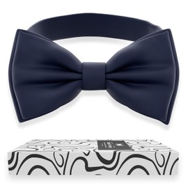 Adam Young Men's Bow Ties Pre-Tied Style Formal Satin Classic Bowtie for Tuxedo Faux Silk, 06 Navy Blue, M - (children)