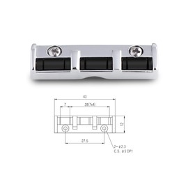 Rubatone Metal Roller Guitar Nut 3 Saddles 6 String with Screws Compatible with Strat or Tele Electric Guitar Accessories Chrome.