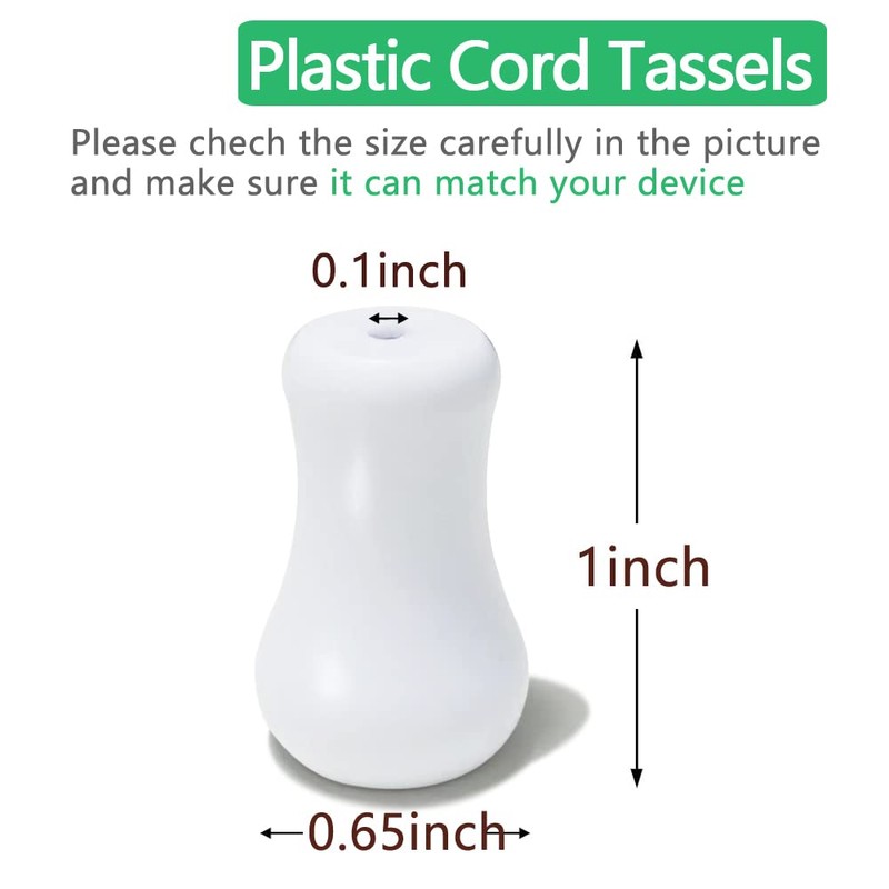 20pcs White Plastic Cord Tassel, Blind Pull Cord Knobs, Window