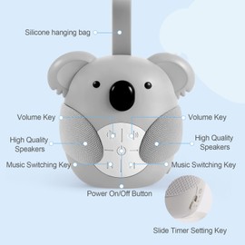 White Noise Sound Machine for Baby, Portable Travel Sleep Soother for Kids with 3 Timer Function 5 Soothing Sounds, Newborn Essentials for Crib, Ideal for Baby Registry Gift