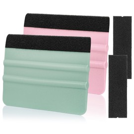 AMZDEPOT Squeegee for Vinyl, 2 Pcs Vinyl Squeegee with Extra 2 Felt Replacements, 4 Inch Vinyl Wrap Tools for Car Wrap, Craft Sign Making, DIY Crafting, Window, TintTeal and Pink