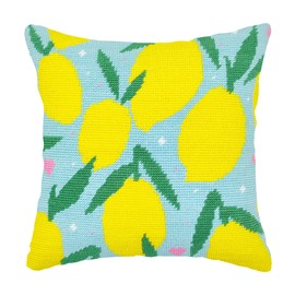 Howie's Needlepoint Needlepoint Kit for Adults, Cross Stitch Kit with Canvas Embroidery Pattern, Thread, 2 Needles and Instructions, 16"x16" (Lemon)