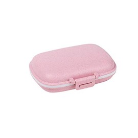 Pill Box with 8 Compartments Mini Size Wheat Straw Fashion Travel Pill Box Vitamin Organizer Double Layer Foldable Design Safe Food Grade PP Material Lightweight 1 Piece