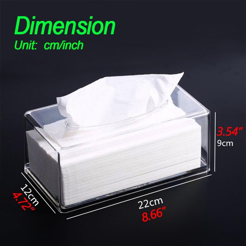 Square Clear Acrylic Tissue Box, Box Covers Rectangular, Bathroom Facial