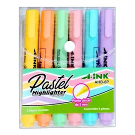 6 Plumones Colores Pastel A-ink Marcadores Punta Cincel
