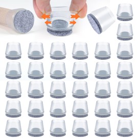 VABNEER VABNEER 28-32mm Schutzkappen Fr Stuhlbeine, 16 Stck Runde Transparent Silikon Stuhlbeinkappen mit Filzpolstern, Rund Tische und Sthle Fu? Protektoren fr Hartholzb?den