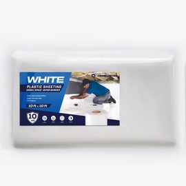White Crawl Space Vapor Barrier, 10 Mil Vapor Barrier, 10' x 10', White Thick Plastic Sheeting, Heavy Duty Polyethylene Film, White Plastic Drop Cloth Covering for Crawlspace, Basement