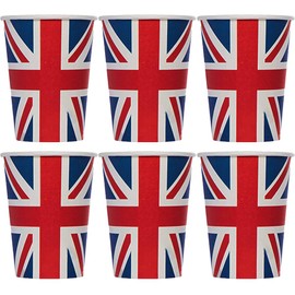 ZOPPER / 6 x Union Jack Party Paper Cup | UK-Flag Tableware Party Supplies for Celebrate theking Charles Coronation Disposables Table Dinnerware Decorations Set