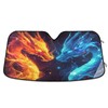 Orange and Blue Dragons Fire Windshield Sunshade Blocks UV Foldable