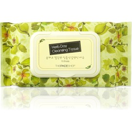 The Face Shop Herb Day 365 - Toallitas Limpiadoras Coreanas Limpieza Facial Suave con Romero y Extractos de Hierbas Remueven Maquillaje e Impurezas Fórmula Hidratante 70 Piezas