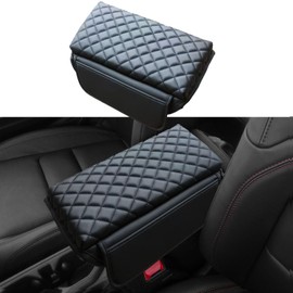 Center Console Cover with Pocket for Jeep Wrangler JL 2018-2023 2024 Armrest Cover Leather Arm Rest Pad with Pockets Middle Console Lid for Wrangler JL JLU&Gladiator JT Accessories（Black）