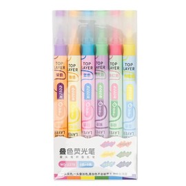 LUYING Highlighter, Double-Headed, Large Capacity, Focus Writing, Colors, Marker Pen, 6 Colors