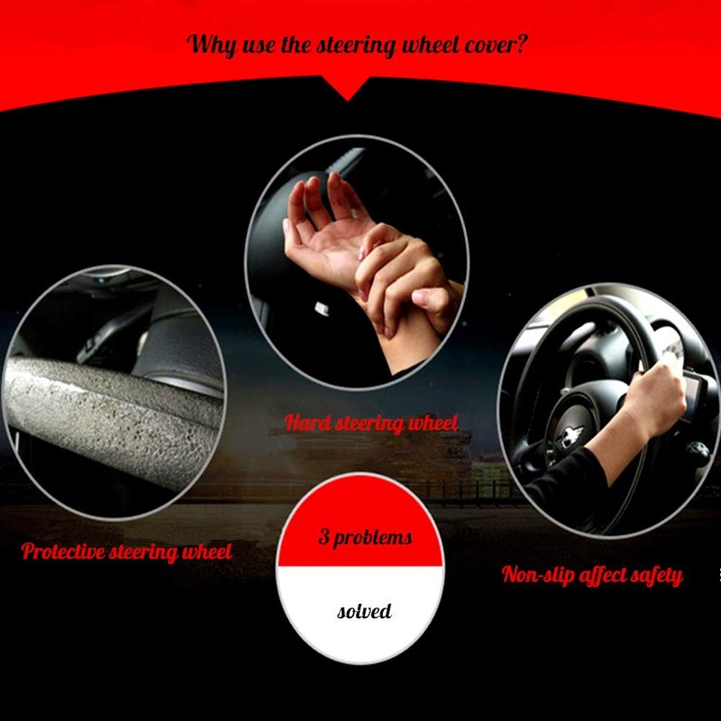 Brown Wheel Cover Cowhide Steering Wheel Cover Brown Leather Car