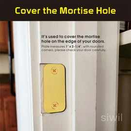 Siwil Brass Door Filler Plate 1" x 2-1/4" with Round Corner, Door Edge Hole Cover Plate – 3 Pack