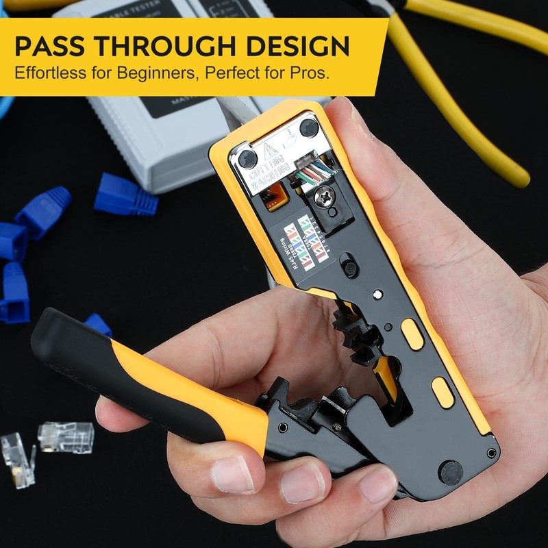 RJ45 Crimp Tool Kit Pass Through Ethernet Crimper Kit Cat5