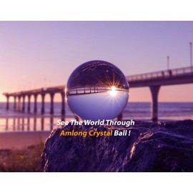 Amlong Crystal Meditation K9 Clear Crystal Ball 3.25 inch 80mm Diameter for Photography, Lensball, Decorative Ball with Free Stand and ECO Box, Including Microfiber Pouch, Wiping Cloth