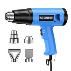 SEEKONE Heat Gun, 1800W Heavy Duty Hot Air Gun Kit Dual-temperature Setting 572℉&1112℉, Hot Heat Gun with Overheat Protection, 4 Nozzles Included, for Shrinking PVC, Stripping Paint, Crafts (5.2ft)