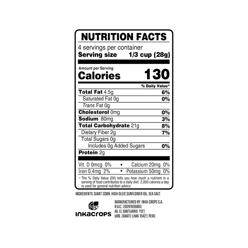 Inka Corn Nuts, Gluten Free Roasted Giant Corn, Original Flavor,