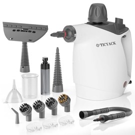 TICYACK Handheld Steam Cleaner, Steam Cleaner with 16 PCS Accessory & Safety Lock, 500ML Capacity, Multi-Surface Deep Cleaning for Home, Car, Bathroom, Grout, Floor, Window (White)