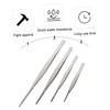 Gatuida 4pcs Stainless Steel Pin Bone Tweezers Long Manicure Tweezers
