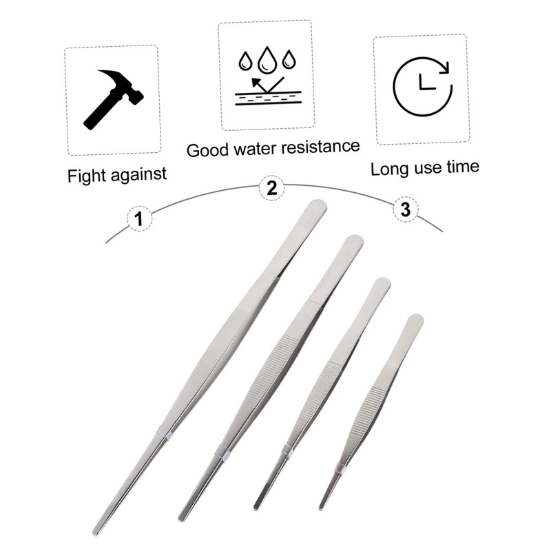 Gatuida 4pcs Stainless Steel Pin Bone Tweezers Long Manicure Tweezers