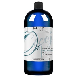 Dr Joe Lab MCT Oil - Pure, Fractionated Coconut Oil, Non GMO, Medium Chain Triglycerides, Vegan, Bulk Carrier Oil - 32 oz - for Skin, Hair, Nails, Body, Facial Hair