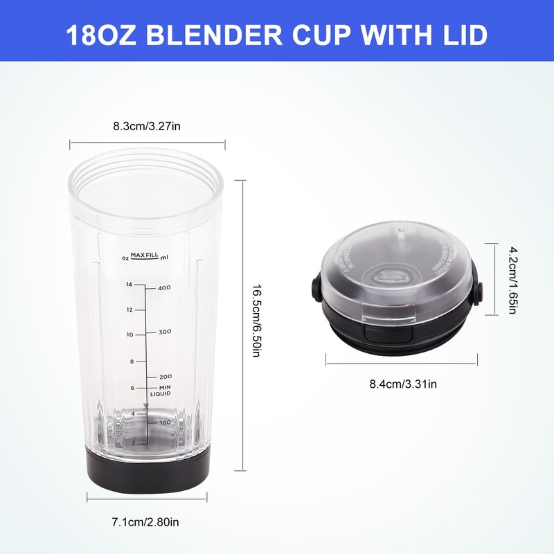 Replacement Blender Cup with Lid for Ninja Blast Portable Blender