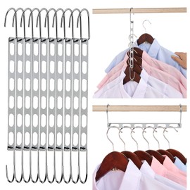 Space Saving Hangers, 10 Pack Metal Hanger Organizer, Space Saver Hangers, Collapsible Hangers for Heavy Clothes, Magic Hangers for Closet Organization and Storage, College Dorm Room Essentials
