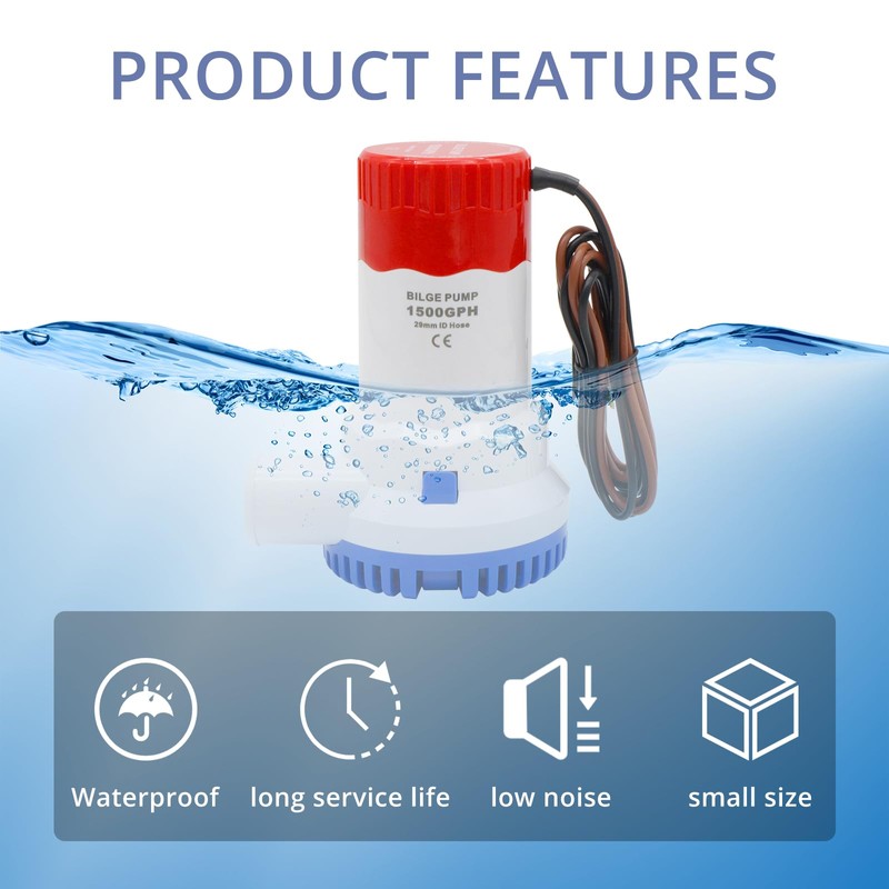 HUIXHAO Bilge Pump 12 V 1500 GPH Boat Bilge Water
