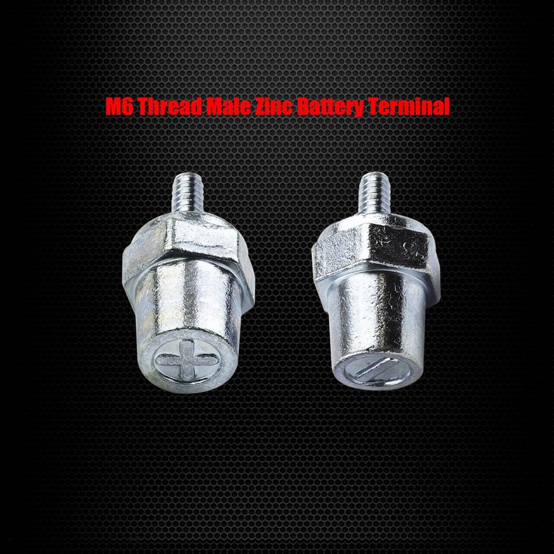 Ampper M6 Thread Male Zinc Battery Terminal Charging Posts, M6