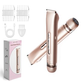 2 in 1 Women Electric Shaver Dual Head Bikini Trimmer for Women IPX7 Waterproof Wet & Dry Use Body Hair Trimmer and Facial Hair Remover for Bikini Underarm Leg Arm Body Face