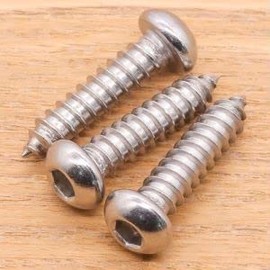 M6 x 25mm Button Head Socket Cap Self Tapping Screws, 304 Stainless Steel 18-8, Corrosion Resistant Screws for Wood, Sheet Metal and More, Pack of 25