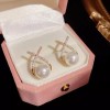 Unbranded 14k Gold Simple Design Cubic Zirconia Crossed Pearl Stud