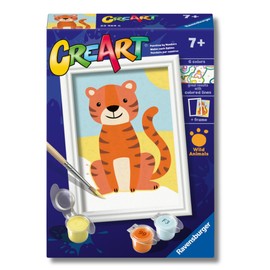 Ravensburger CreArt: Tigre Giocoso – Dipingere con i Numeri Bambini 7+ Anni, Kit Pittura con Pennello e Colori Inclusi, Cornice Inclusa, 13,20 x 9,50 cm, Idee Regalo